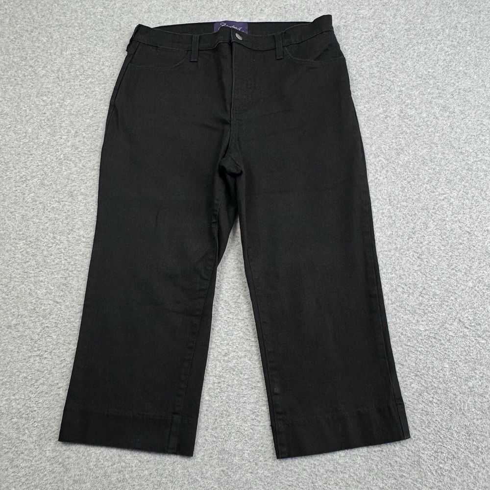 NYDJ Lift Tuck Joni Relaxed‎ Capri Jeans Womens 12P Black Stretch Denim USA
